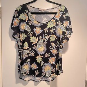 Loft Paisley mixed media top